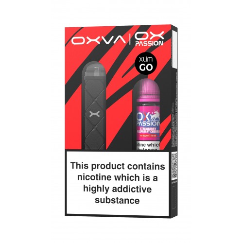 Oxva Xlim Go Pod Kit [Black] and Ox Passion - Strawberry Raspberry Cherry [10mg]