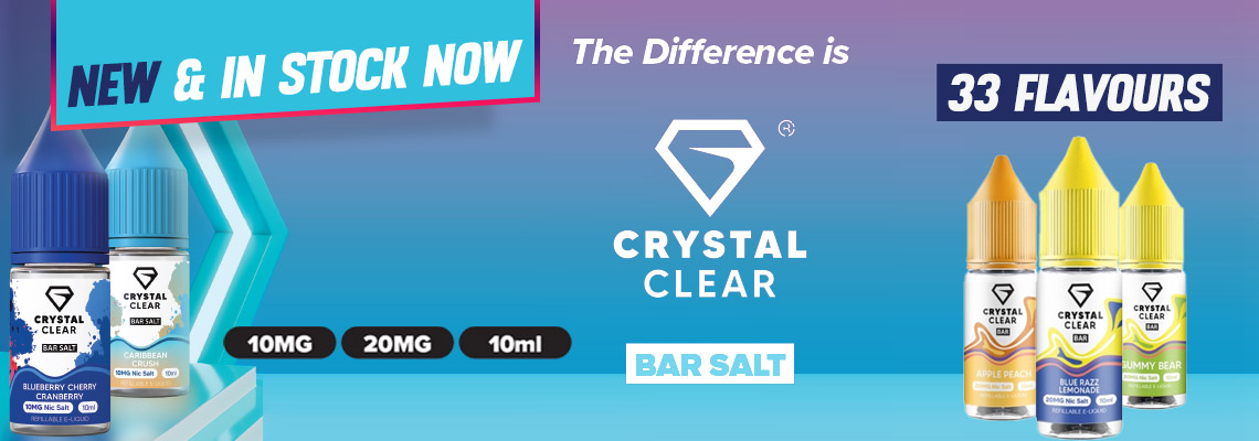 New Crystal Clear Bar Salt - Available in 10mg & 20mg Nic Sa